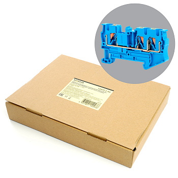 Зажим пружинный, 2-проводной проходной ЗНИ - 4, JXB PT 4, синий LD572-2-40 STEKKER