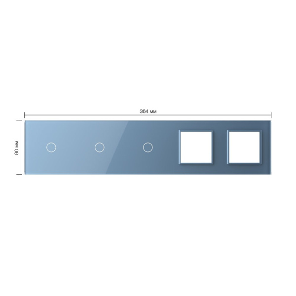 Панель для 3-х сенсорных выключателей и 2-х розеток, 3 клавиши (1+1+1), цвет синий, стекло Livolo