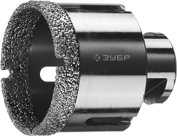 Высокоскоскоростная алмазная коронка для УШМ (М14) d 54мм по керамограниту и железобетону, Вакуумное Спекание, Профессионал ЗУБР