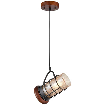 Светильник подвесной Дуб, Черный/Янтарный E27 1*40Вт 561-706-01 VELANTE