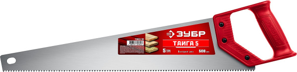 Ножовка для быстрого реза "ТАЙГА-5" 500 мм, 5 TPI, быстрый рез поперек волокон, для крупных и средних заготовок, ЗУБР
