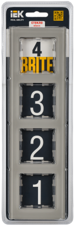 BRITE Рамка 4-мест. РУ-4-2-БрД стекло дым. IEK