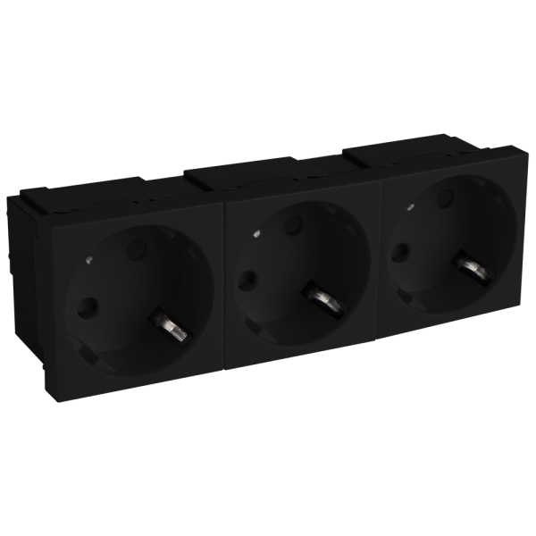 Donel Розетка 3х2К+З нем.ст., 45 гр., с з/ш, черн. (135х45мм), серия (тип) DF6 Donel Розетка 3х2К+З нем.ст., 45 гр., с з/ш, черн. (135х45мм), серия (тип) DF6