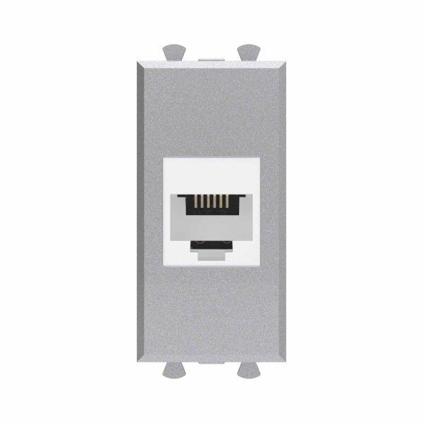 Телефонная розетка RJ-12 без шторки модульная, "Avanti", "Закаленная сталь", 1 модуль DKC Телефонная розетка RJ-12 без шторки модульная, "Avanti", "Закаленная сталь", 1 модуль DKC