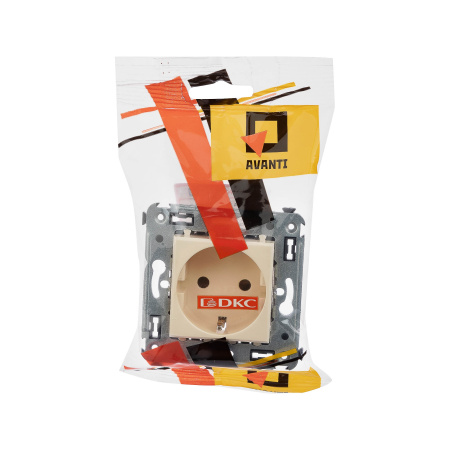 Розетка в стену, 2P+E, с з/ш, "Avanti", "Ванильная дымка" DKC