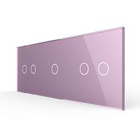 Панель для трех сенсорных выключателей, 5 клавиш (2+1+2), цвет розовый, стекло Livolo