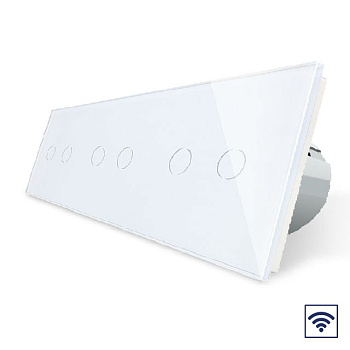 Сенсорный радиоуправляемый выключатель 6 клавиш 3 модуля Белый Livolo