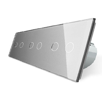 Сенсорный выключатель 6 клавиш (2-2-2), 3 поста Серый Livolo