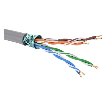 Кабель витая пара кат. 5E экранированный F/UTP, 4 пары, нг(А)-LS, цвет внешней оболочки серый, катушка 305 м DKC