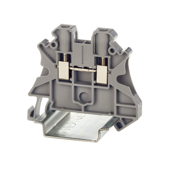 Клемма проходная, винтовой зажим, 2 точки подключения, 4 кв.мм, серая DKC