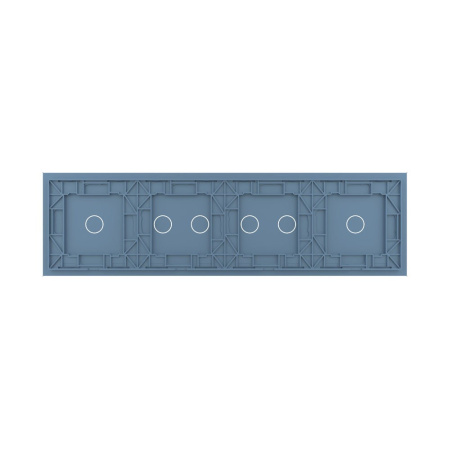Панель для четырех сенсорных выключателей, 6 клавиш (1+2+2+1), цвет синий, стекло Livolo
