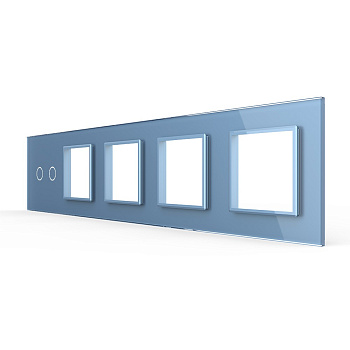 Панель для сенсорного выключателя и 4-х розеток, 2 клавиши, цвет синий, стекло Livolo