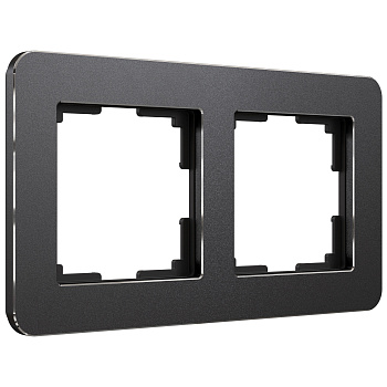 Platinum Рамка на 2 поста черный алюминий Werkel