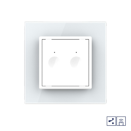 Двухклавишный проходной сенсорный выключатель Module с функцией радиоуправления, цвет белый Livolo