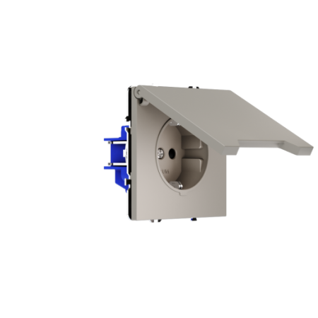 Розетка встраиваемая Voltum S70 с заземлением, защитными шторками и крышкой 16А, (кашемир)