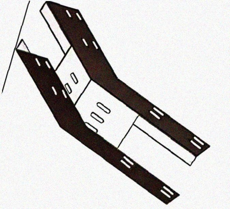 Лоток перфорированный КП 300х65-45 УХЛ1 для поворота трассы вверх на 45, оцинкованный лист S1,0