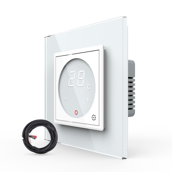 Терморегулятор пола 16А, сенсорное управление, датчик воздуха, датчик пола 5 м, белый Livolo Терморегулятор пола 16А, сенсорное управление, датчик воздуха, датчик пола 5 м, белый Livolo