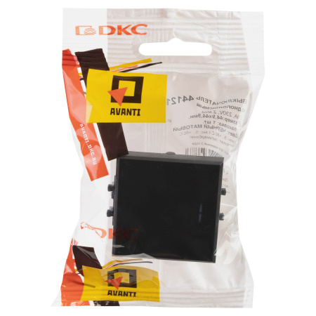 Выключатель одноклавишный модульный, "Avanti", "Черный матовый", 2 модуля DKC