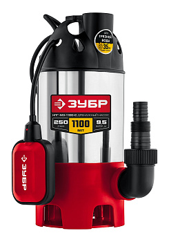 Дренажный насос для грязной воды, корпус - нерж. сталь, 1100 Вт ЗУБР
