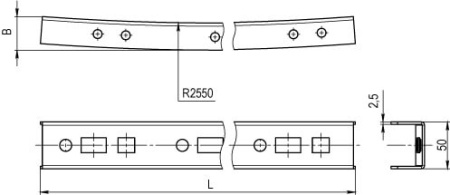 Профиль криволинейный, L1374, толщ.2,5 мм, на 11 рожков DKC