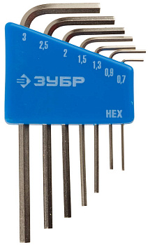 Набор ключей имбусовых "ЭКСПЕРТ" МИНИ для точных работ, Cr-V, HEX 0,7, 0,9, 1,3, 1,5, 2, 2,5, 3 мм, 7 шт ЗУБР