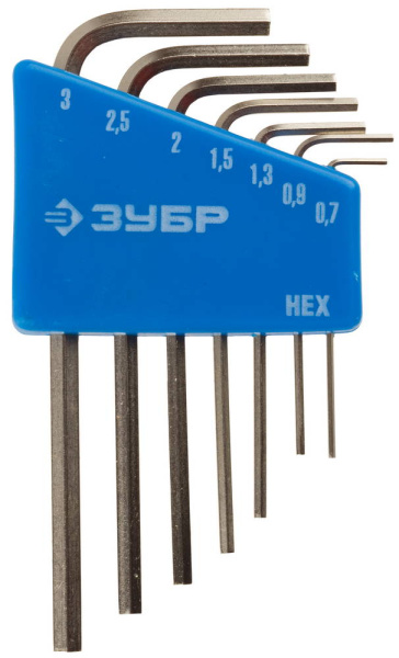 Набор ключей имбусовых "ЭКСПЕРТ" МИНИ для точных работ, Cr-V, HEX 0,7, 0,9, 1,3, 1,5, 2, 2,5, 3 мм, 7 шт ЗУБР
