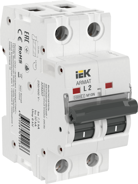 Выключатель автоматический ВА МОД M10N 2П L 2А ARMAT IEK