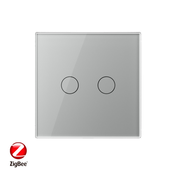Сенсорный выключатель ZigBee (Wi-Fi) 2 клавиши 1 пост Серый Livolo