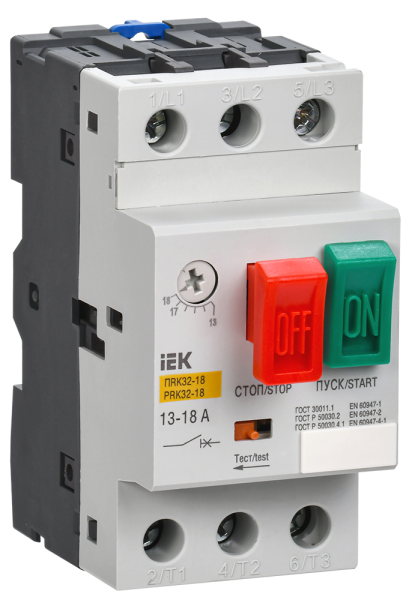 Пускатель ручной кнопочный ПРК32-18 In=18A Ir=13-18A 660В IEK