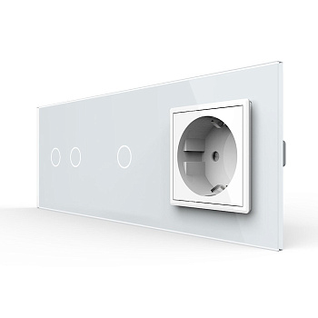 Сенсорный выключатель комб. на 3 линии 1 розетка 3 модуля Белый B Livolo