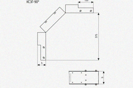 Лоток замковый глухой КСЗГ 100х80-90 УХЛ1 для поворота трассы вниз на 90, горячее цинкование, S1,5