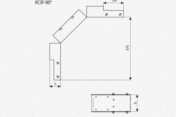 Лоток замковый глухой КСЗГ 100х80-90 УХЛ1 для поворота трассы вниз на 90, горячее цинкование, S1,5