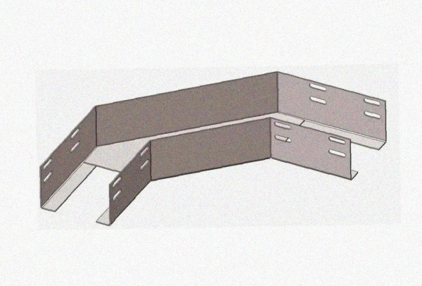 Лоток угловой замковый глухой КГЗГ 200х50-90 УХЛ1 поворот на 90, оцинкованный лист, S1,5