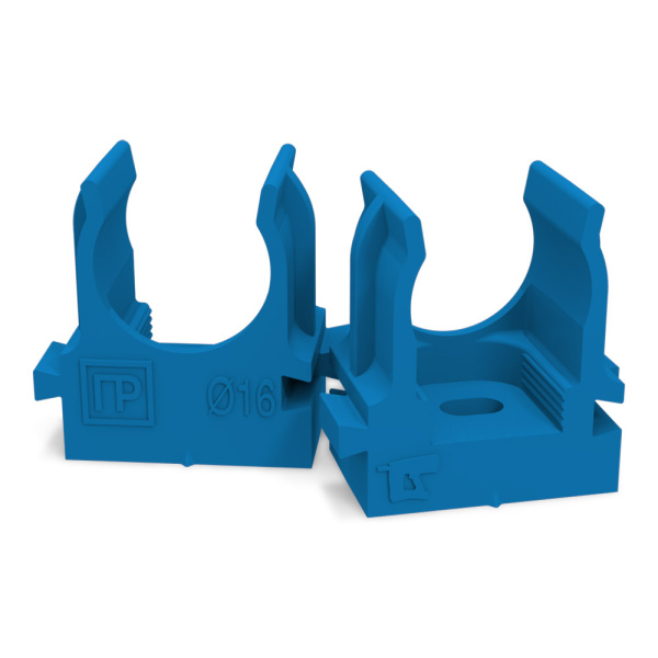 Крепеж-клипса для труб для прямого монтажа синяя d16 мм (100шт/1100шт уп/кор) Промрукав