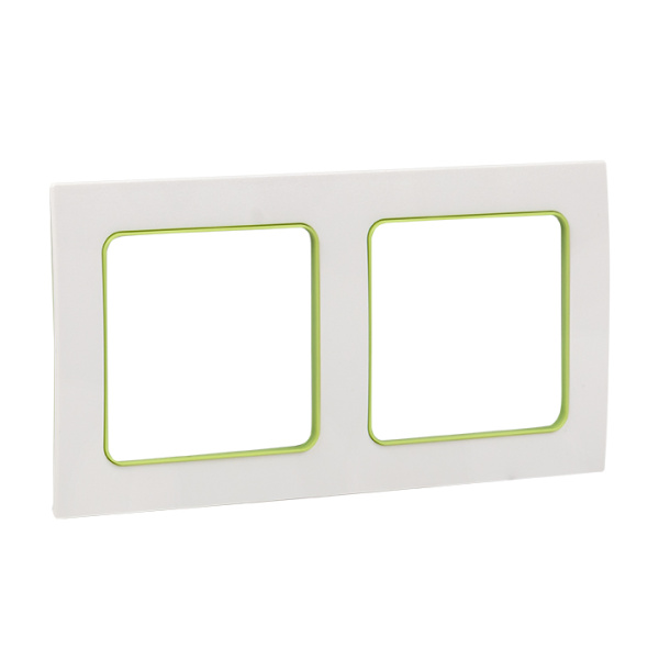 Стокгольм Рамка 2-местная белая с линией цвета зеленый EKF
