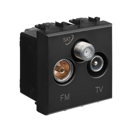 Розетка TV-FM-SAT модульная, "Avanti", "Черный матовый", 2 модуля DKC