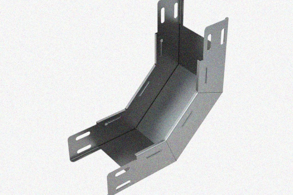 Лоток замковый глухой КПЗГ 100х100-45 УТ1,5 для поворота трассы вверх на 45, оцинкованный лист S1,0