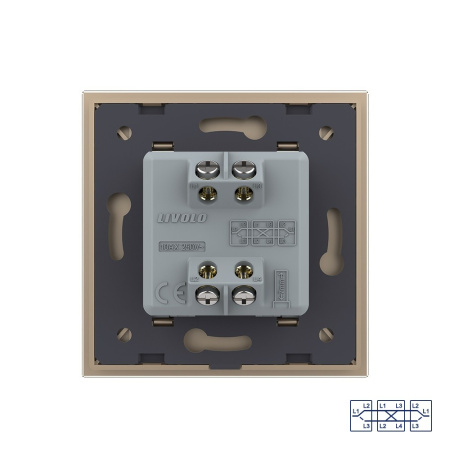 Одноклавишный перекрестный механический выключатель 1 пост, цвет золотой Livolo