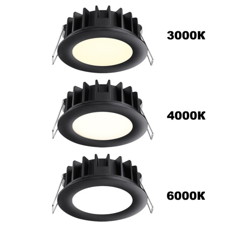 Встр.св/д св-к с перекл.цвет.темп.IP20 LED 3000К/4000К/6000К 15W 220V черный LANTE NOVOTECH