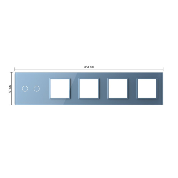 Панель для сенсорного выключателя и 4-х розеток, 2 клавиши, цвет синий, стекло Livolo