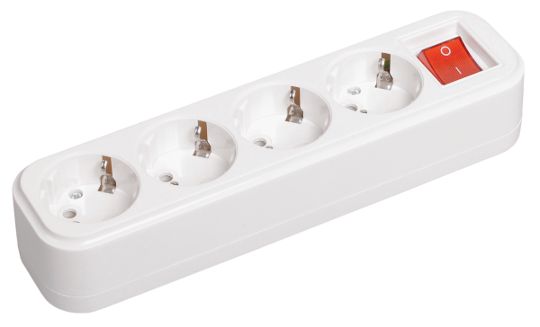 Розетка разборная переносная с выключателем К04В 4 места CLASSIC IEK