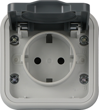 Donel W55 Рамка с крышкой для скрытой установки розетки одиночный, серый, IP55, серия (тип) DIP55