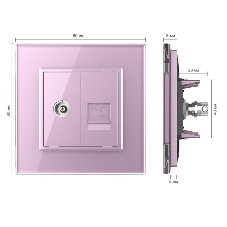 Розетка ТВ/КОМП RJ-45 Розовая Livolo