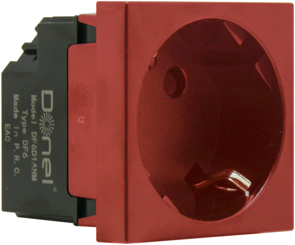 Donel Розетка 2К+З нем.ст., 45 гр., с з/ш, крас. матовая (45х45мм), серия (тип) DF6 Donel Розетка 2К+З нем.ст., 45 гр., с з/ш, крас. матовая (45х45мм), серия (тип) DF6