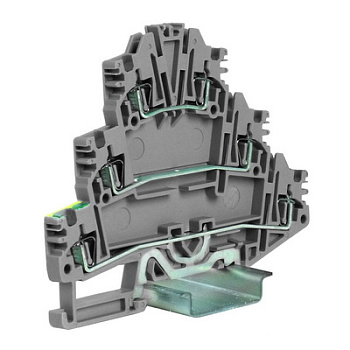 HDE.2/GR(Ex) пружинный зажим трех-уровневый c заземлением на нижнем уровне 2,5 кв.мм, серый DKC