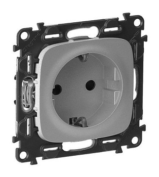 Valena Allure Механизм розетки без лицевой панели СУ 1-м.с зазем.со шторками 16А алюминий IP20 Legrand