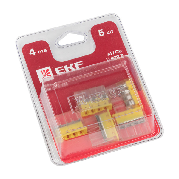 Строительно-монтажная клемма СМК 2273-244 (с пастой) 4 отверстия 0,5-2,5 мм2 блистер (5шт) PROxima EKF