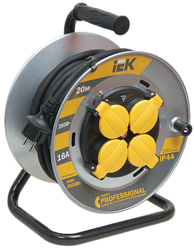 Катушка УК20 на мет. с термозащитой 4 места 2P+PE/20м КГ 3х1,5мм2 IP44 PROFESSIONAL IEK