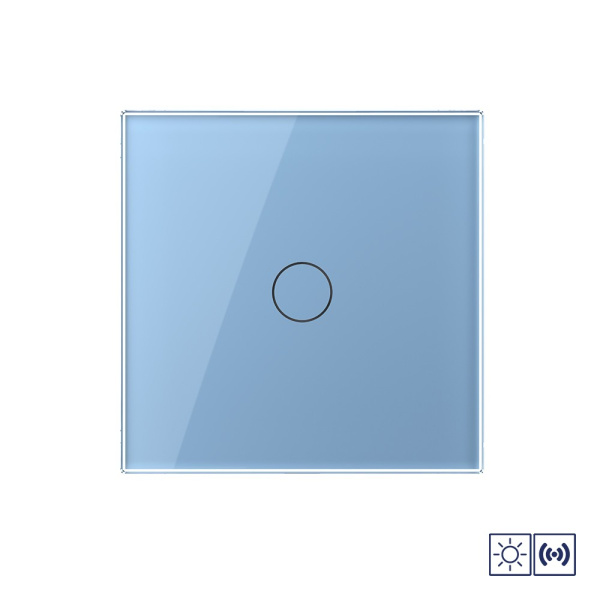 Сенсорный импульсный выключатель сухой контакт 1 клавиша 1 модуль Синий Livolo