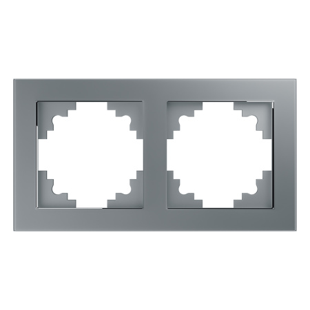 Рамка 2-местная, стекло, STEKKER, GFR00-7002-03, серия Катрин, серебро